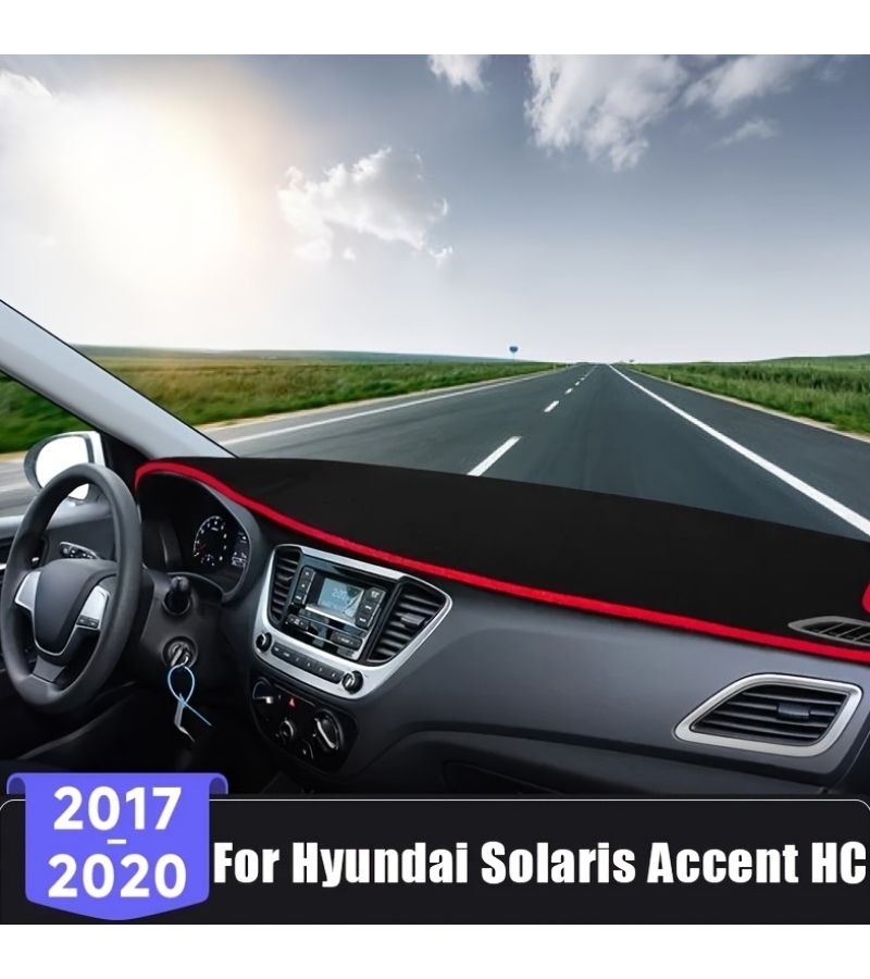 Red Left Hand Drive Dashboard Cover For Hyundai Solaris Accent HC 2017 2018 2019 2020 Car Instrument Panel Anti Glare Pad Carpet - Image 1