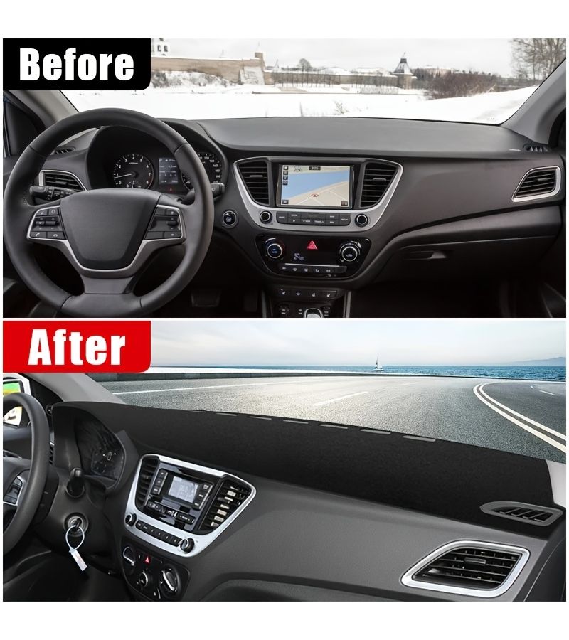 Red Left Hand Drive Dashboard Cover For Hyundai Solaris Accent HC 2017 2018 2019 2020 Car Instrument Panel Anti Glare Pad Carpet - Image 5