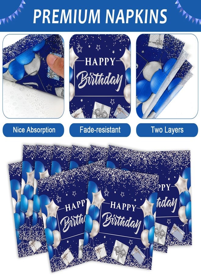gisgfim 96 Pcs 21st Birthday Plates and Napkins Party Supplies Cheers to 21 Years Tableware Set Blue Silver 21st Birthday Dinnerware Party Decorations Favors for 21 Years Old Boys Girls for 24 Guests - Image 4