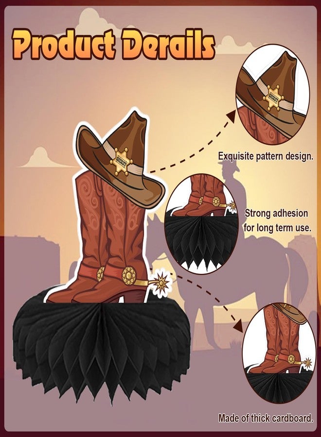 Oiuyamn 9 Pcs West Cowboy Honeycomb Centerpieces, 3D Cowboy Party Decorations, Tables Cowboy Party Decorations Western Themed Party Decorations Cowboy Birthday Party Supplies Boys Girls - Image 4