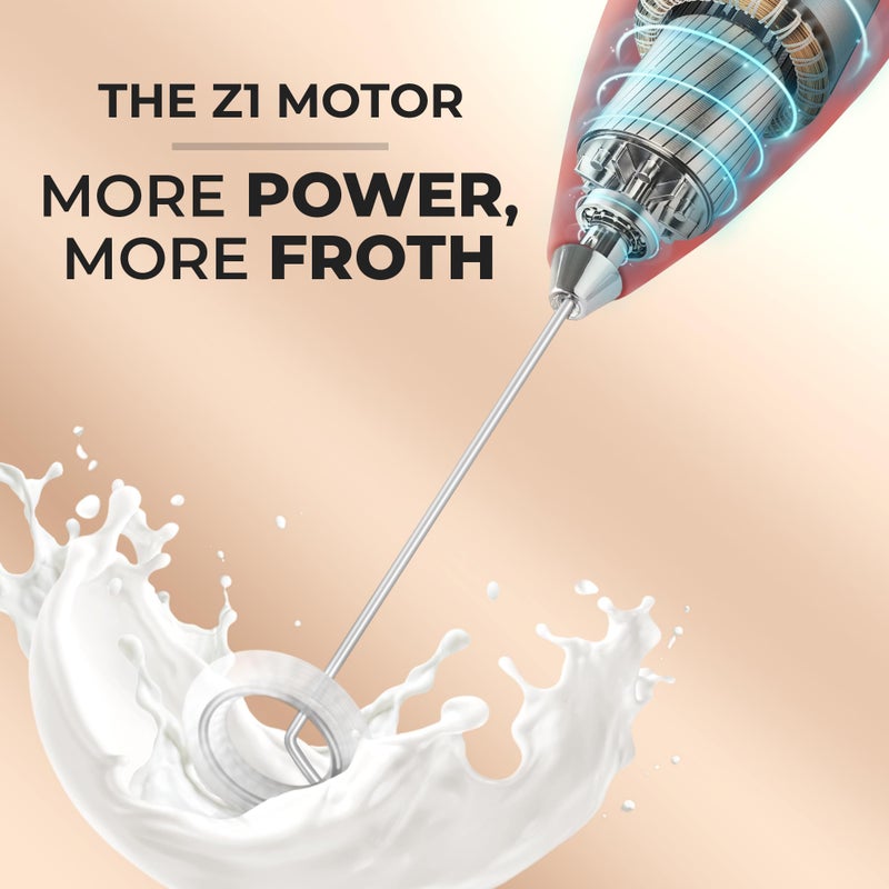 Zulay Kitchen Zulay Powerful Milk Frother for Coffee with Upgraded Titanium Motor - Handheld Frother Electric Whisk, Milk Foamer, Mini Mixer and Coffee Blender Frother for Frappe, Latte, Matcha, No Stand - Red - Image 3