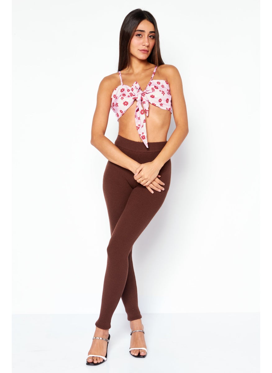 Skinny Dip London Women Tie Neck Sleeveless Floral Print Cami Top, Pink Combo  - Image 2
