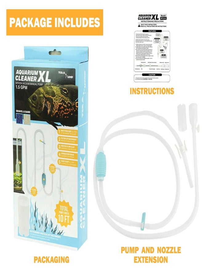 TERA PUMP 2 Pack Extra Long 10 FT Fish Tank Gravel Cleaner Siphon - Manual Water Pump for Aquariums 10 Gallons - BPA-Free Water Change Siphon Hose - Image 2