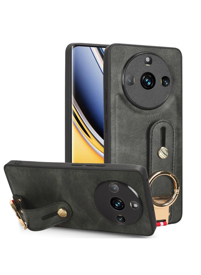 إيروريكس جراب خلفي من الجلد مع سوار معصم لهاتف Realme 11 Pro / 11 Pro+ - Image 1