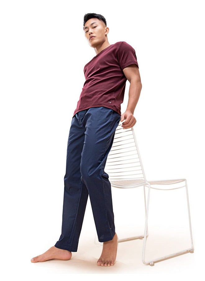 DaMENSCH - DaMENSCH The Stretch Men's Woven Cotton Tapered Fit Pyjama Pants- True Navy blue- XX-Large - Image 1