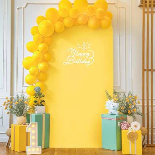 PARTISKY 6FT Wedding Arch Cover Yellow Gold Spandex Fitted Wedding Arch Stand Covers Round Top Chiara Backdrop Cover for Birthday Party Ceremony Banquet Decoration - Image 3