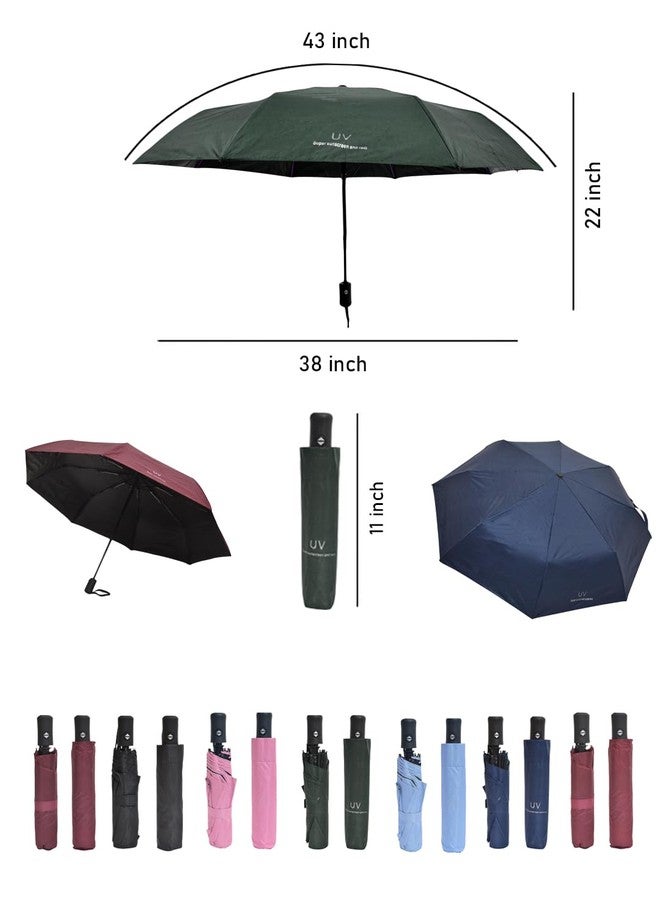 FABINALIV Green Solid Auto ON/OFF Waterproof Automatic Compact Umbrella (FLUB-1039-Green) - Image 5