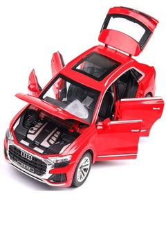 CHE ZHI 1:32 Audi Q8, Alloy Metal Pull Back Die-Cast Car Scale Model Pullback, with Sound Light Mini Auto Toy - Best Gifts Toys (Red)  - Image 2