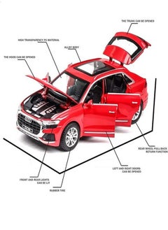 CHE ZHI 1:32 Audi Q8, Alloy Metal Pull Back Die-Cast Car Scale Model Pullback, with Sound Light Mini Auto Toy - Best Gifts Toys (Red)  - Image 3