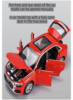 CHE ZHI 1:32 Audi Q8, Alloy Metal Pull Back Die-Cast Car Scale Model Pullback, with Sound Light Mini Auto Toy - Best Gifts Toys (Red)  - Image 4