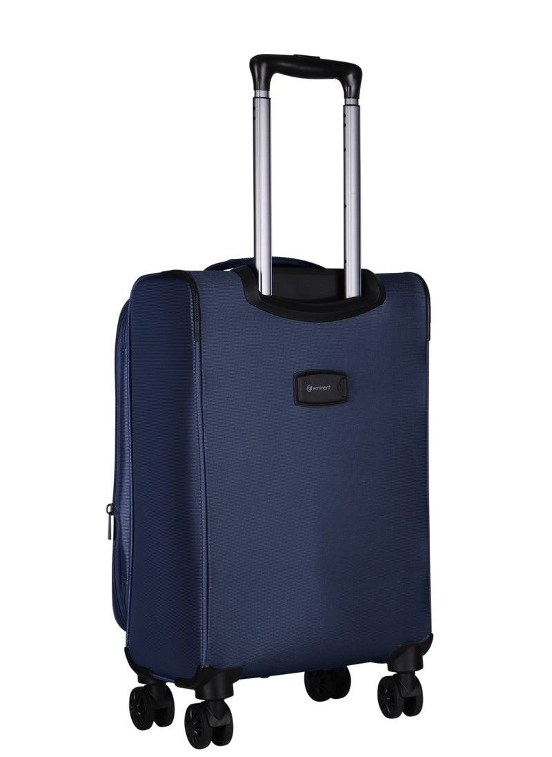 eminent - Unisex Soft Travel Bag Cabin Luggage Trolley Polyester Lightweight Expandable 4 Double Spinner Wheeled Suitcase with 3 Digit TSA lock E788 Navy Blue - Image 1