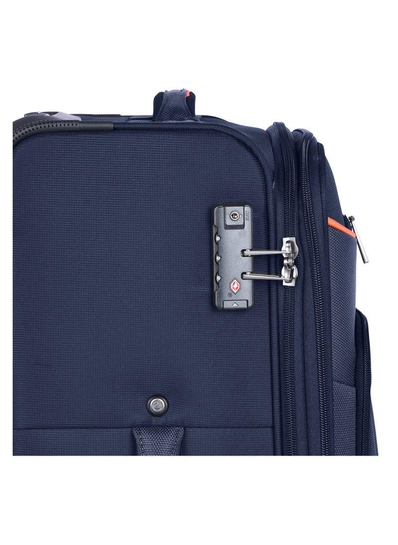eminent - Unisex Soft Travel Bag Cabin Luggage Trolley Polyester Lightweight Expandable 4 Double Spinner Wheeled Suitcase with 3 Digit TSA lock E788 Navy Blue - Image 1