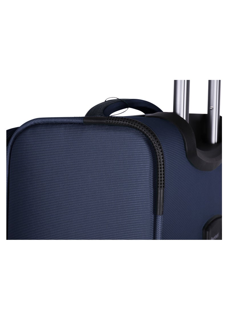 eminent - Unisex Soft Travel Bag Cabin Luggage Trolley Polyester Lightweight Expandable 4 Double Spinner Wheeled Suitcase with 3 Digit TSA lock E788 Navy Blue - Image 1