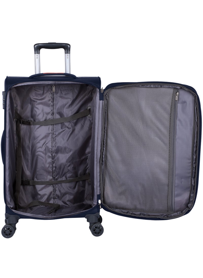 eminent - Unisex Soft Travel Bag Cabin Luggage Trolley Polyester Lightweight Expandable 4 Double Spinner Wheeled Suitcase with 3 Digit TSA lock E788 Navy Blue - Image 1