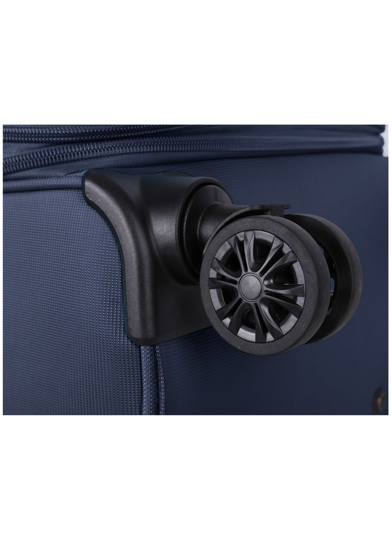 eminent - Unisex Soft Travel Bag Cabin Luggage Trolley Polyester Lightweight Expandable 4 Double Spinner Wheeled Suitcase with 3 Digit TSA lock E788 Navy Blue - Image 1