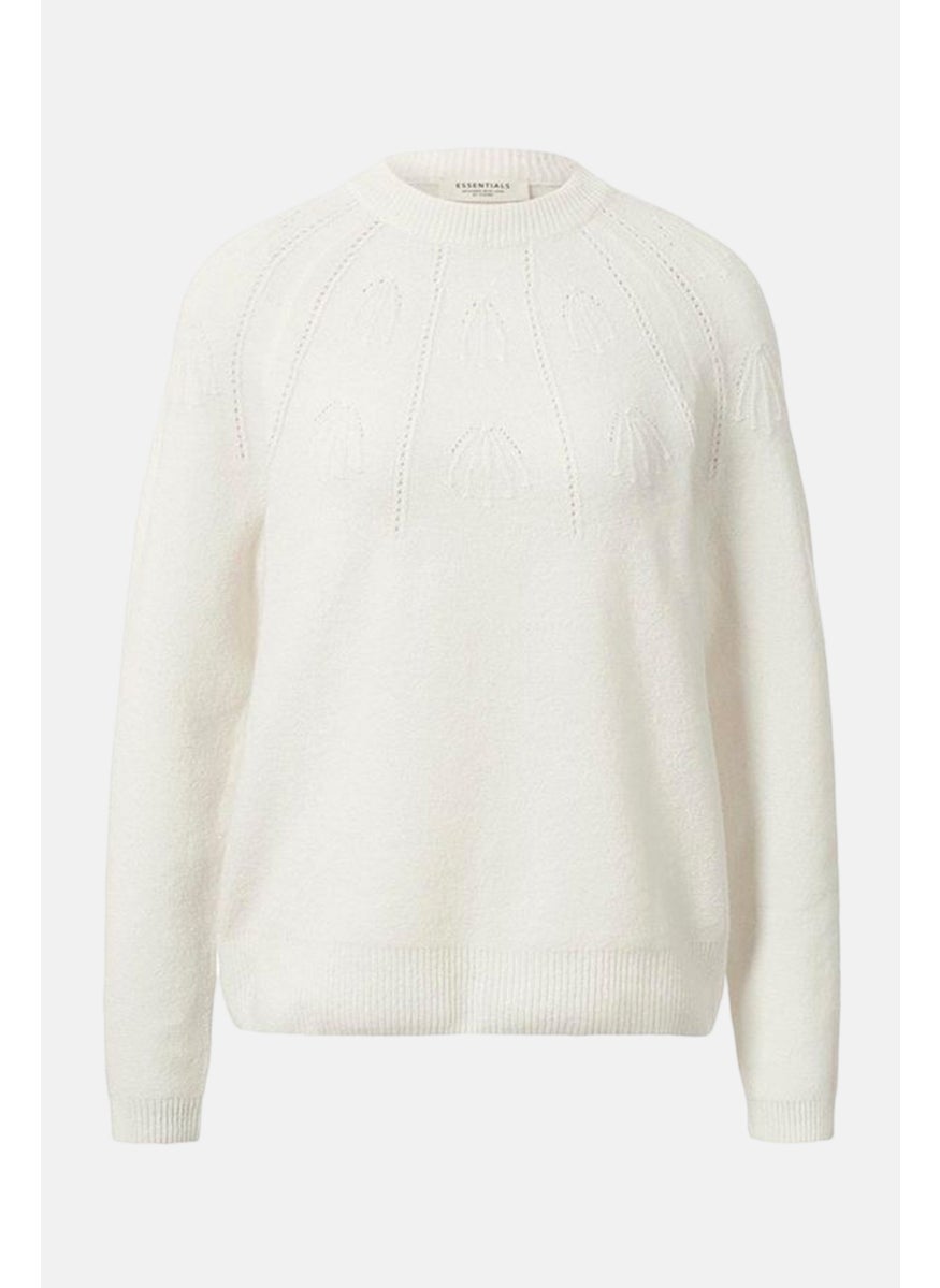 Tchibo Women Crew Neck Long Sleeve Knitted Sweater, White  - Image 2