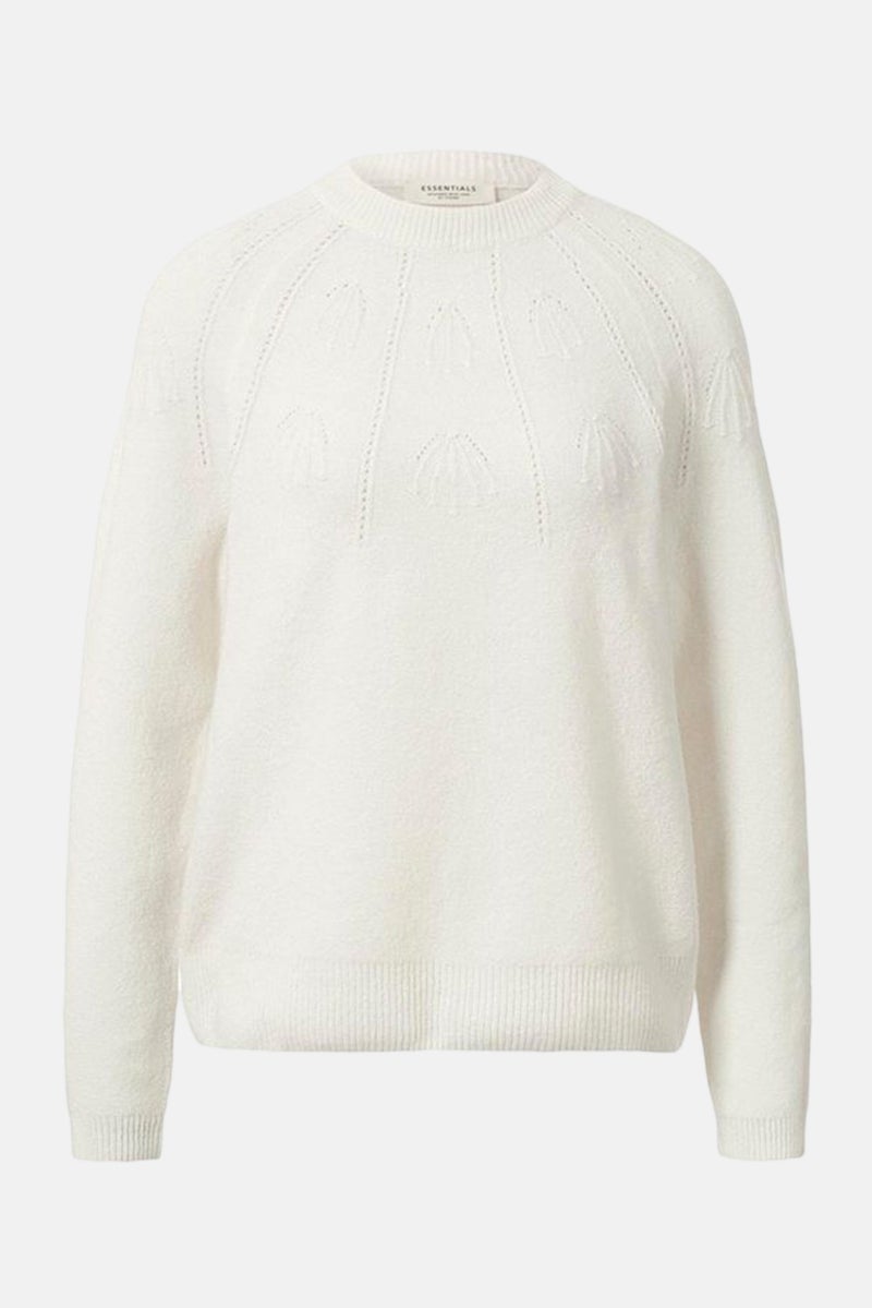 Tchibo سويت شيرت نسائي بياقة دائرية بأكمام طويلة محبوك، أبيض - Image 2