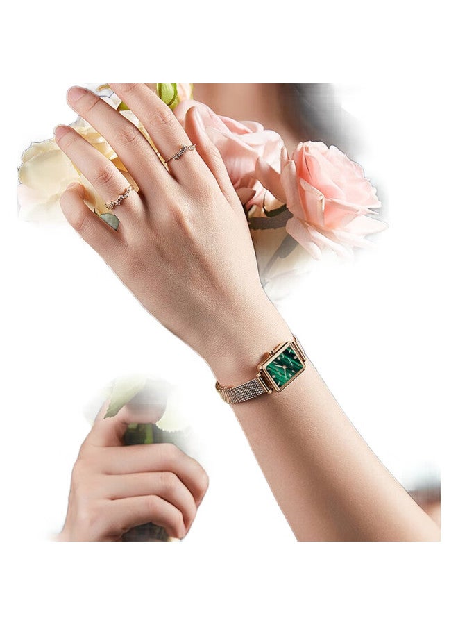 Romitime Small Green Watch, Fashionable And Elegant Light Luxury Retro Square Watch, Versatile For Women, Students, And Trendy Wristwatch - Image 1