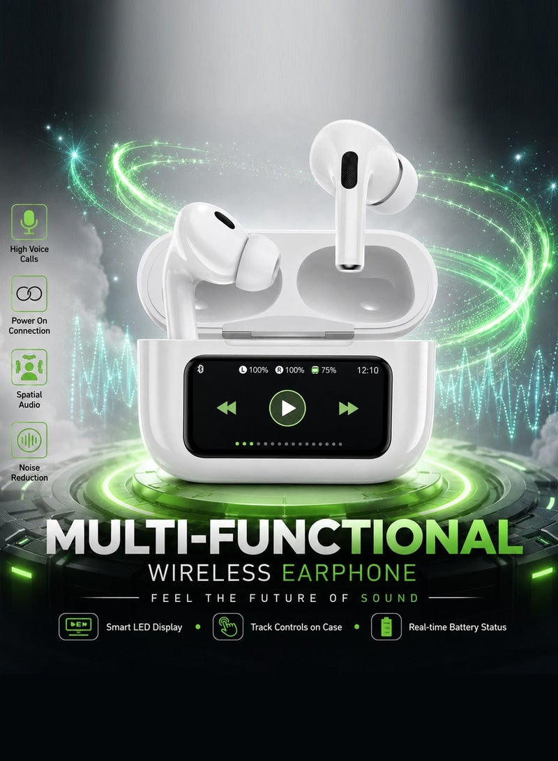 Vierex VE-F5 Smart Screen Wireless Earphones | ANC+ENC Noise Cancellation - Image 3