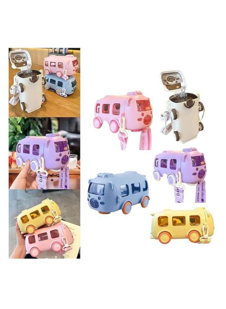 زجاجة مياه للأولاد والبنات، زجاجة مياه مدرسية لطيفة مع حزام، كوب ماء محمول للأطفال، زجاجة شرب للأطفال للأولاد والبنات، ازرق - Image 3