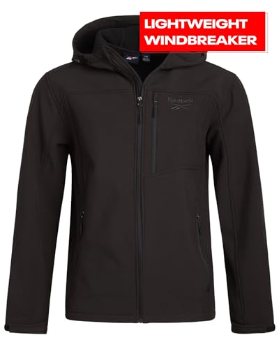 Reebok Men's Jacket - Lightweight Softshell Jacket with Hood – Casual Weather Resistant Coat for Men (S-XXL), Size X-Large, Black - Image 2