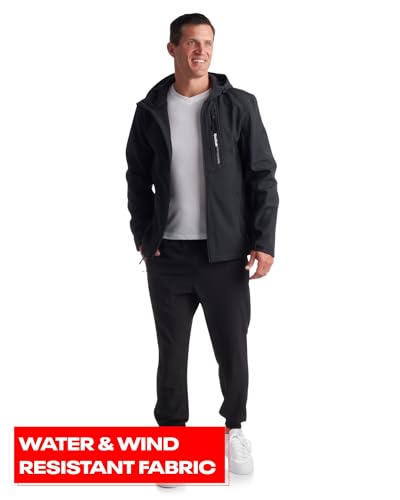 Reebok Men's Jacket - Lightweight Softshell Jacket with Hood – Casual Weather Resistant Coat for Men (S-XXL), Size X-Large, Black - Image 5
