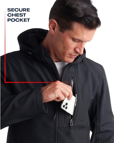 Reebok Men's Jacket - Lightweight Softshell Jacket with Hood – Casual Weather Resistant Coat for Men (S-XXL), Size X-Large, Black - Image 4