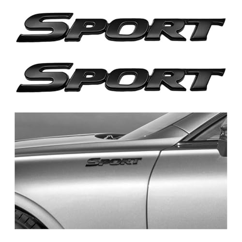 KVAEY 2 PCS 3D Metal Car Sport Sticker ChromePlated Personalise Sport Emblem Car Tailgate Decal Sticker Automotive Side Fender Rear Adhesive Emblem Badge Decals for SUVs Sedans RVs Black - Image 1
