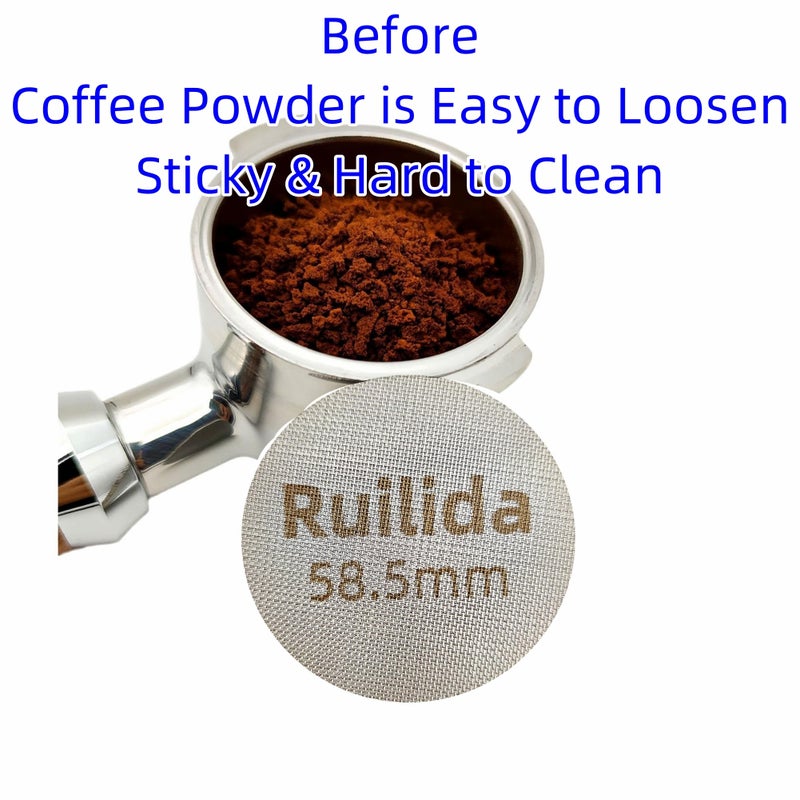 Ruilida شاشة Ruilida Espresso Puck 58.5 مم قابلة لإعادة الاستخدام بسمك 1.7 مم 150 متر 316 من الفولاذ المقاوم للصدأ لوحة شبكية لمرشح قهوة باريستا الاحترافية لسلة فلتر الإسبريسو ((58 مم - 58.5 مم)) - Image 3