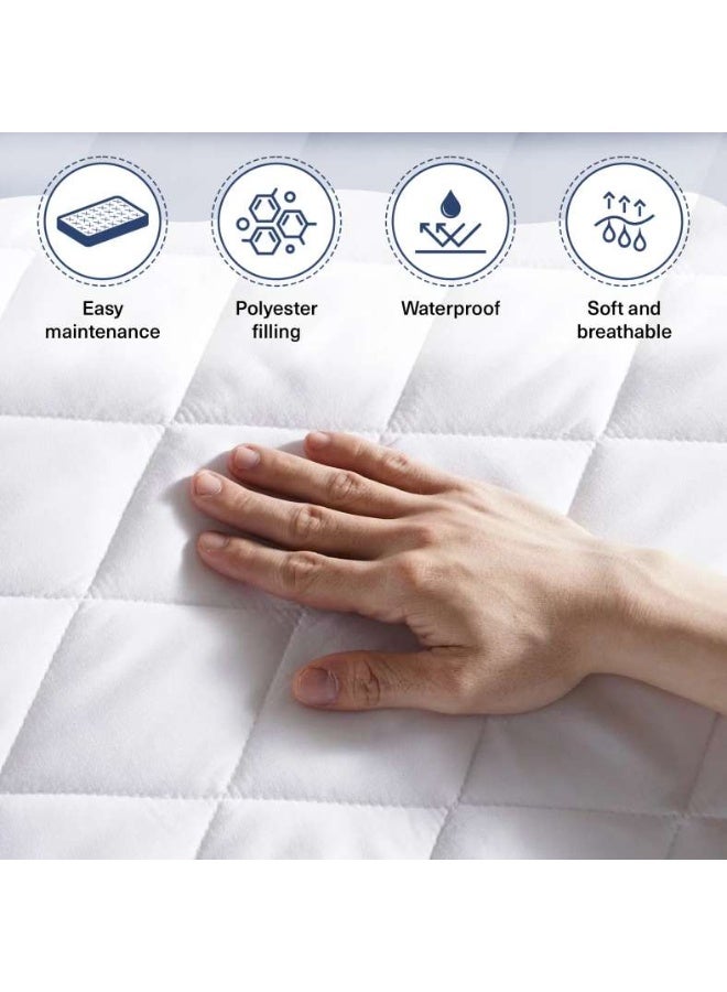 Pan Home Microfibre Waterproof Mattress Protector 160x200+33cm-White - Image 5