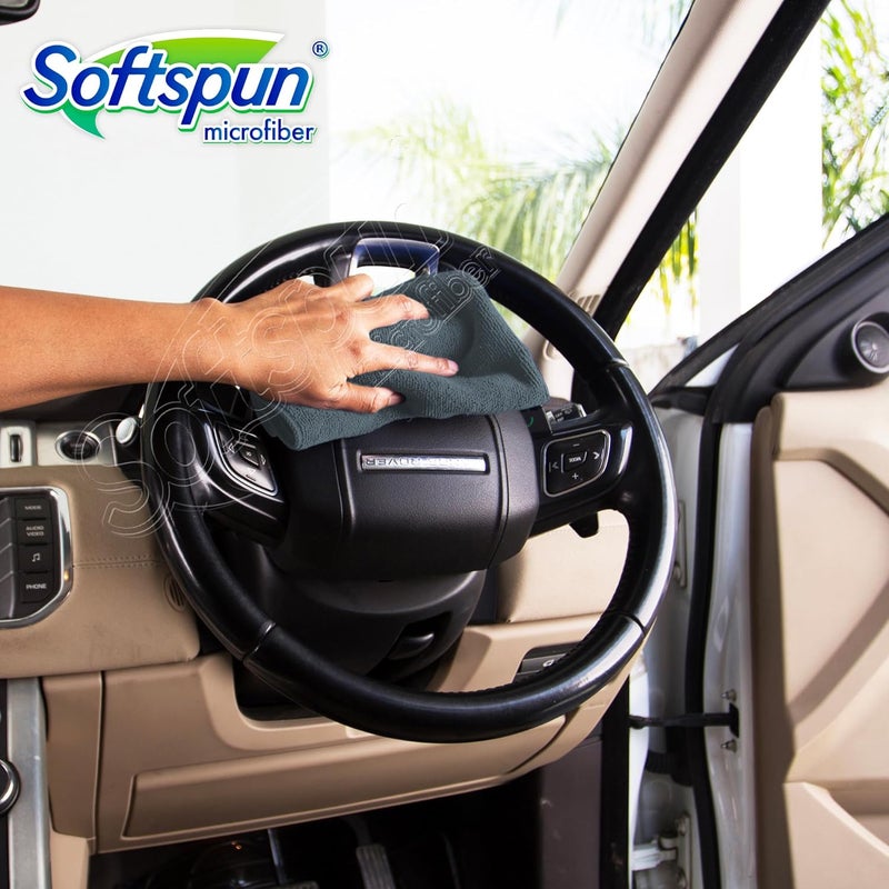 SOFTSPUN Microfiber Basic Cleaning Cloths, 8pcs 280 GSM 40x40cms Multicolor! Highly Absorbent Lint and Streak Free Multipurpose Wash Cloth for Kitchen Car Window Stainless Steel Silverware. - Image 4