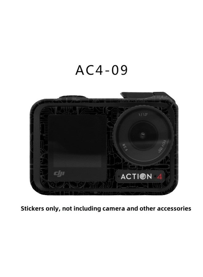 StartFly For DJI Action 3/4 Sports Camera Sticker Full Bag Photo Frame Color Change Sticker Accessories-Color:Ac4-09 Circuit Black Sticker-Specifications:Dji Action 3+ Complete Frame Set  - Image 1