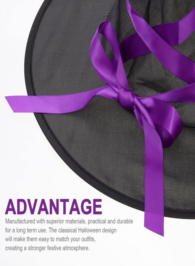 TOYANDONA Halloween Witch Broom Hat Set, Halloween Witch Hat with Flying Broomstick for (Purple) - Image 4