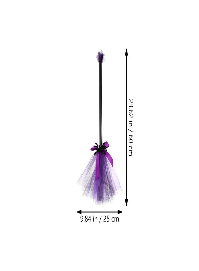 TOYANDONA Halloween Witch Broom Hat Set, Halloween Witch Hat with Flying Broomstick for (Purple) - Image 2
