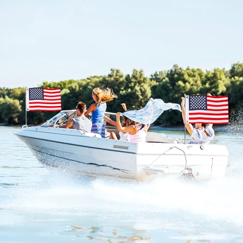 HOOSUN Small American Flags,12.5 x 18 Inch Boat Flag Heavy Duty Nylon With 2 Brass Grommets Embroidered Stars,Veterans Day Decorations American Flag for Boat,Small USA Flags for Patriotic,Bike,Car,Boat - Image 2