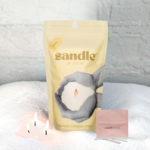Foton Sandle by Foton Pearled Candle 10 Oz – Vanilla, Non Toxic Luxury Long Lasting Sand Candles up to 60 Hours - Refillable Candle Sand with 15 Wicks for Candles Making - Image 1