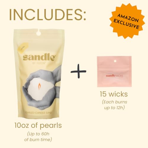 Foton Sandle by Foton Pearled Candle 10 Oz – Vanilla, Non Toxic Luxury Long Lasting Sand Candles up to 60 Hours - Refillable Candle Sand with 15 Wicks for Candles Making - Image 3