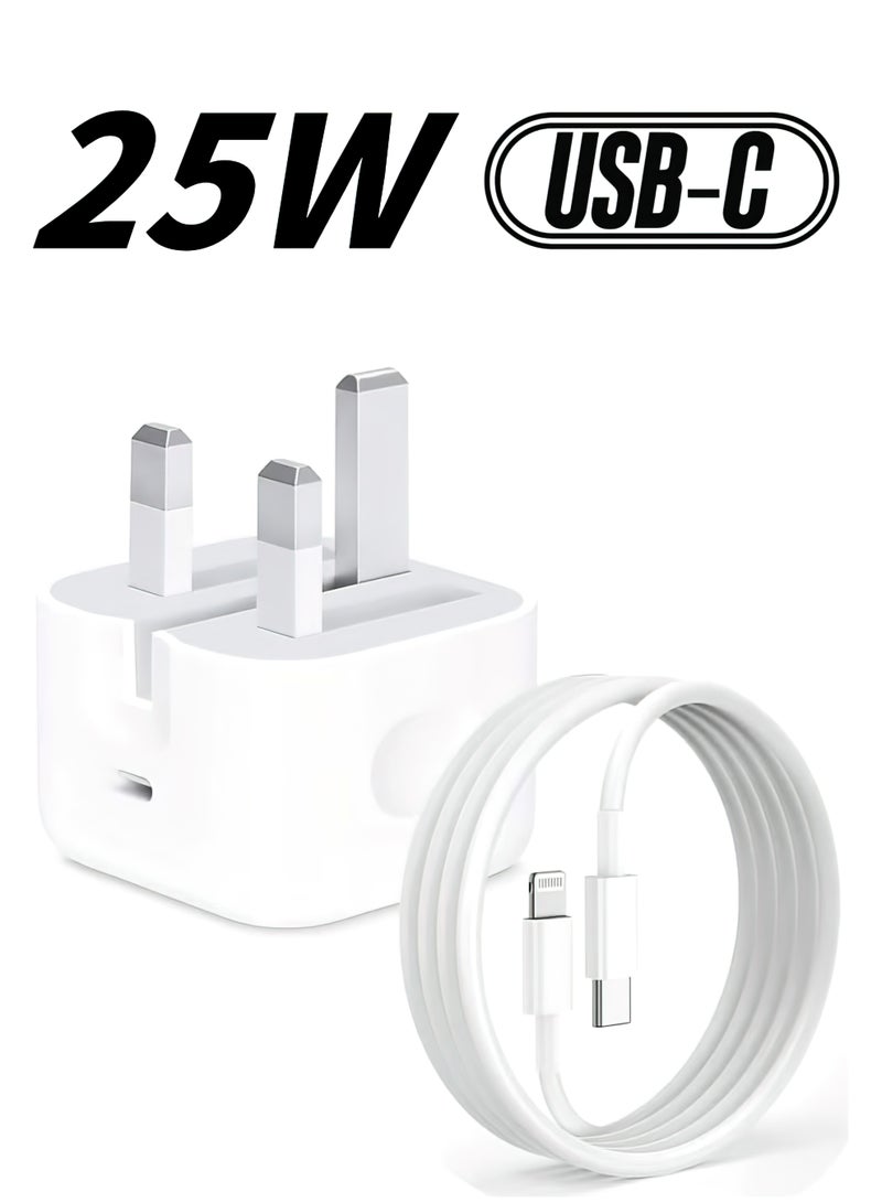general iPhone 25W Fast Charger | USB C Wall Fast Charger with USB C to Lightning Cable Compatible with iPhone 14/14 Pro/14 Pro Max/13/12/SE2020/11/XR/XS Max/X/iPad - Image 1