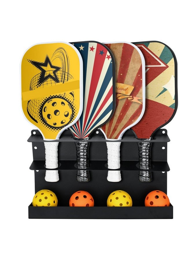 توباون حامل مضارب بيكلبول/حامل كرات من TOPOWN - يتسع لـ 4 مضارب و4 كرات حامل بيكلبول للسياج والجدار حامل مضارب بيكلبول من الفولاذ شديد التحمل حامل مضارب بيكلبول للاستخدام في الهواء الطلق - Image 1