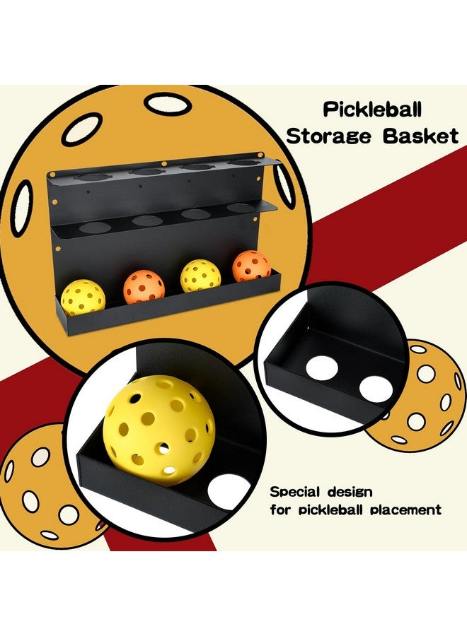 توباون حامل مضارب بيكلبول/حامل كرات من TOPOWN - يتسع لـ 4 مضارب و4 كرات حامل بيكلبول للسياج والجدار حامل مضارب بيكلبول من الفولاذ شديد التحمل حامل مضارب بيكلبول للاستخدام في الهواء الطلق - Image 3