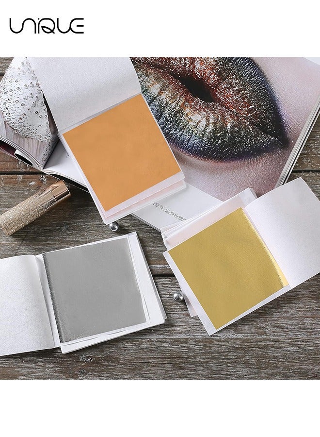 Unique 300Pcs Imitaion Gold Leaf Sheets for Resin.3 Multi-Color Gold Foil Sheets (Gold,Silver,Rose Gold) are Suitable for Art,Crafts,Resin,Painting,Furniture,Decoration.3.15×3.35 inches - Image 3