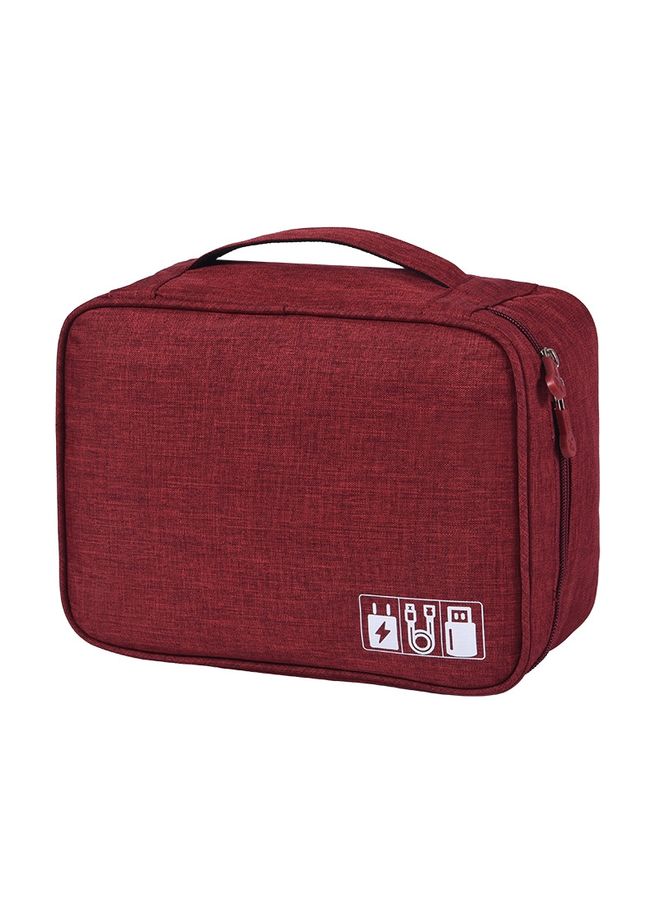 HuHa RH917 Data Cables Storage Bags Cationic Polyester Multifunctional Digital Bag(Wine Red)  - Image 1