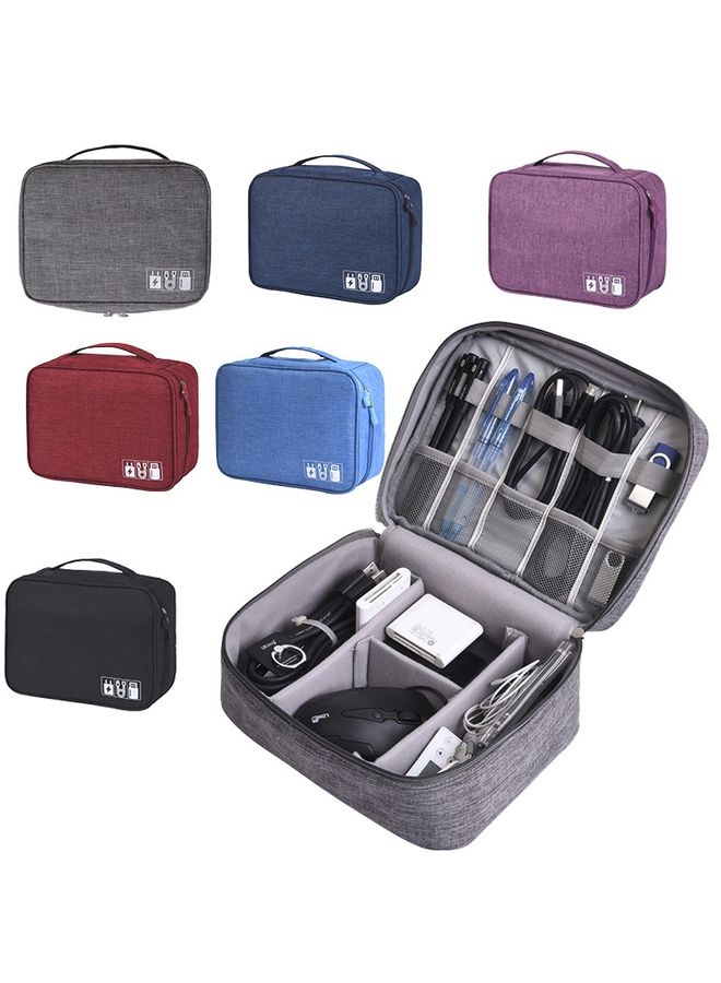 HuHa RH917 Data Cables Storage Bags Cationic Polyester Multifunctional Digital Bag(Wine Red)  - Image 2