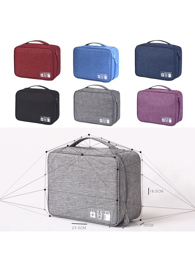HuHa RH917 Data Cables Storage Bags Cationic Polyester Multifunctional Digital Bag(Wine Red)  - Image 3