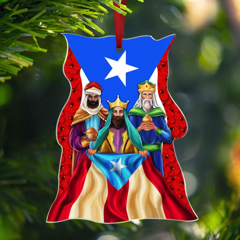 FLAGWIX Puerto Rico Christmas Ornament 2025 Three Kings Day Acrylic Ornaments for Tree Decorations Christmas Decorations for Home Indoor Puerto Rico Gifts for Women Men Mom Dad Friend Gift Ideas