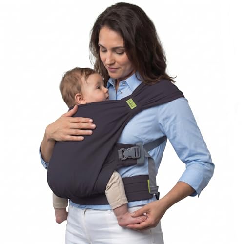 Boba Bliss PreWrapped Baby Carrier with Buckle Newborn to 735 lbs Light Breathable Easy to Adjust Hybrid Infant Sling Toddler Carrier Certified HipHealthy for 018 Months Charcoal - Image 1