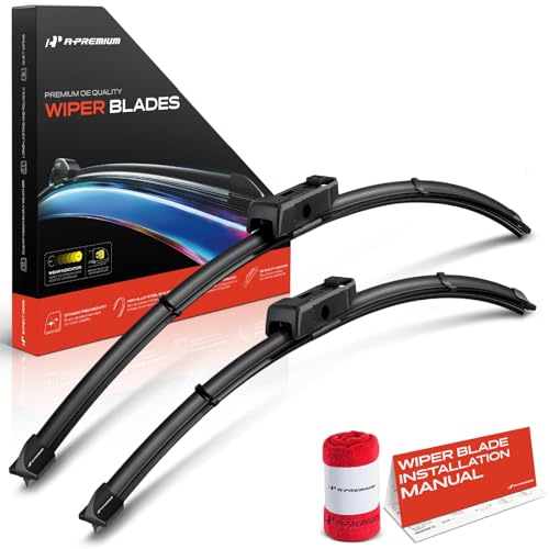 A-Premium Pack of 2 Front Windshield Wiper Blades with Wear Indicator & Towel - Compatible with Tesla Model 3 2017-2024, Model Y 2020-2024 - 26" and 19", TLPN Connector, Left and Right - Image 1