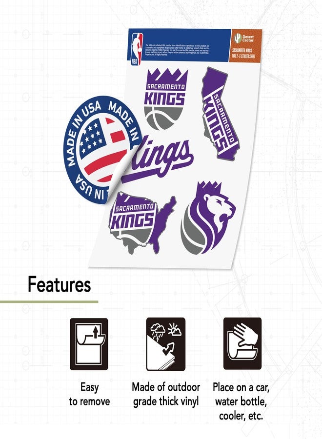 Desert Cactus Sacramento Kings Sticker NBA Officially Licensed Sticker Vinyl Decal Laptop Water Bottle Car Scrapbook (Type 2-3) - Image 4