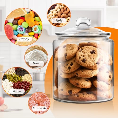 Masthome 1 Gallon Glass Cookie Jar with Airtight Lid, Large Clear Glass Storage Canister, Wide Mouth Food Storage Container for Pantry, Kitchen, Flour, Sugar, Pasta, Cookies, Candy, Dog Treats - Image 4