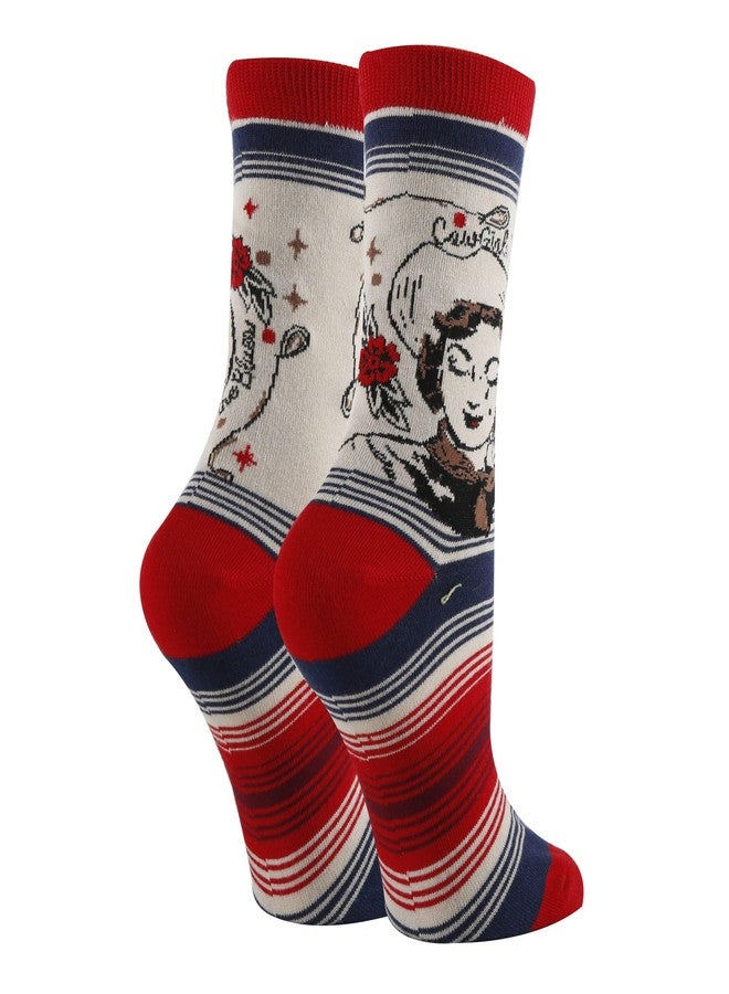 Sock It Up Women’s Colorful Patterned Dress Socks, Premium Cotton Casual Fashion Crew Socks, Cowboys Cry - Image 2